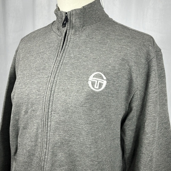 NWT Sergio Tacchini Ercos Sweater in Dark Gray Melange/White. - Picture 6 of 11